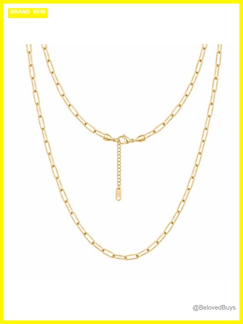 14K Gold Plated Stainless Steel Paperclip Chain Necklace Adjustable